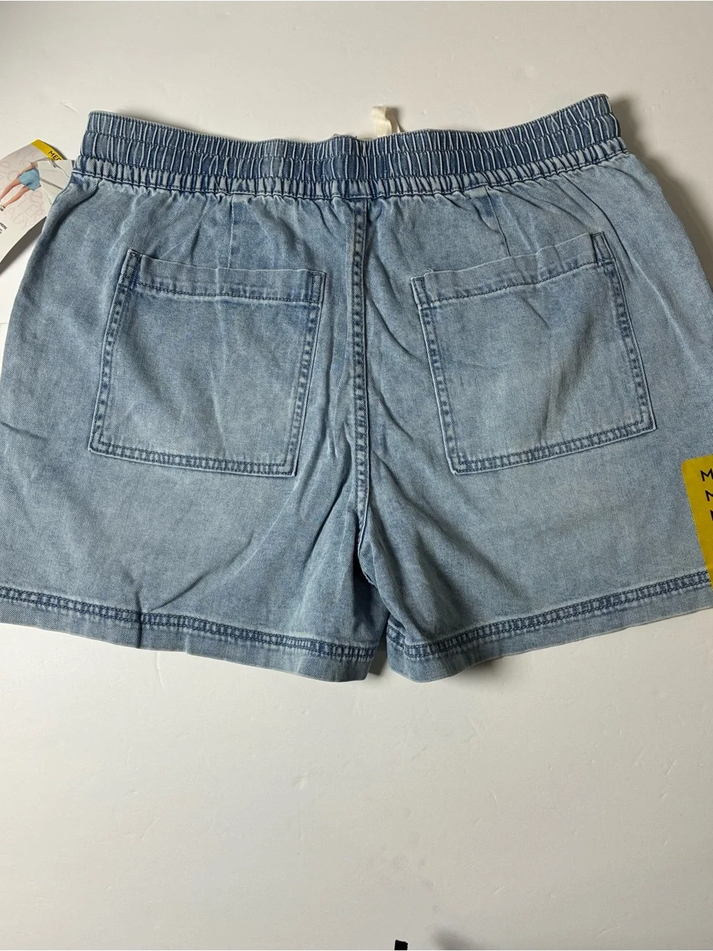 EditedLight Blue Drawstring Denim Shorts